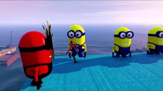 GTA 5 Crazy Ragdolls RED SPIDERMAN VS YELLOW MINION VS RED MINION Euphoria Physics and Funny 48 [upl. by Yrahcaz602]