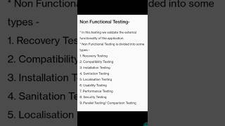 Non Functional Testing  non functional testing in software testing interviewquestions [upl. by Beuthel]