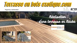 réalisation dune terrasse en bois exotique  itauba how to build a deck [upl. by Anaujait]