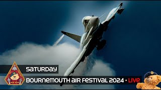 LIVE BOURNEMOUTH AIR FESTIVAL SATURDAY AIRSHOW TYPHOON LANCASTER JET PITTS DISPLAYS 310824 [upl. by Anileva867]