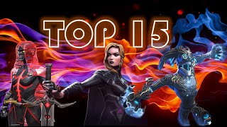 TOP 15 MEJORES LUCHADORES PARA USAR CON MAESTRIA SUICIDAS  Marvel Batalla de Superhéroes MCOC [upl. by Ahselet]