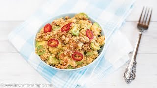 Spicy StirFried Cauli Rice with Bacon and Avocado  keto lowcarb lchf 5ingredient [upl. by An101]