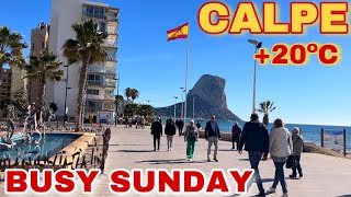 Calpe Beach in February  Warm Sunday attracts tourists 🏖️ calpe [upl. by Oj]