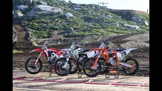 2019 KTM 450 SXF FactoryHusqvarna FC 450 RockstarHonda CRF450R Works Edition Shootout [upl. by Nelg]