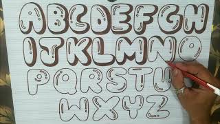 bubbles lettters a to z with shadow handwritting  how to draw 3d letters  bubble amp block letters [upl. by Nylrad]