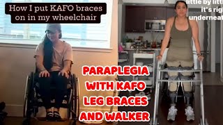 Paraplegic lady  adaptive wheelchair life  kafo leg braces walker routine [upl. by Terrene]