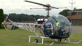 Bell 47 Helicopters Start up take off landings flying Police [upl. by Agatha]