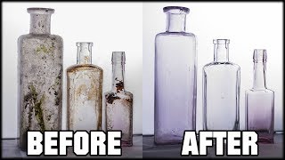 HOW TO CLEAN ANTIQUE BOTTLES The Easy Way Remove Stuck On Stains [upl. by Huxham757]