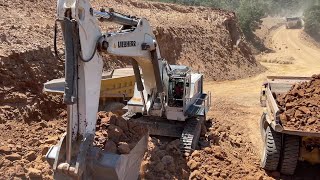 Liebherr 984 Excavator Loading Caterpillar 777 Dumpers  SotiriadisLabrianidis Mining Works [upl. by Tome]