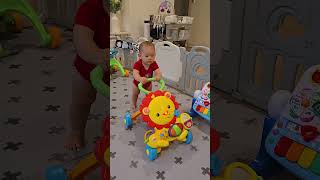 First steps Baby Asher pushes and walks the walker Good job🥰😍🤩 cute baby [upl. by Rizan201]