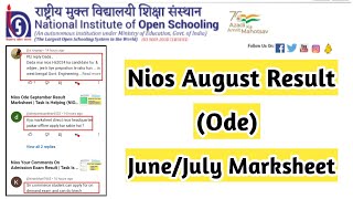 Nios August Result JuneJuly Marksheet  Task Is Helping NIOS nios exam result marksheet [upl. by Kcor715]