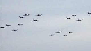 Duxford 16 Spitfire flypast [upl. by Nesnar]