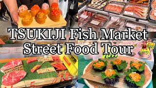 Ultimate Japanese Street Food Tour at Tsukiji Fish Market Tokyo Japan Japan Travel Guide [upl. by Htiekram]