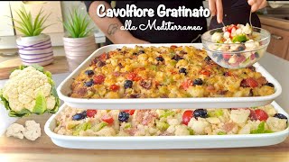 CAVOLFIORE GRATINATO ALLA MEDITERRANEA ricetta sana facile e veloce 🫒🌶🍅 [upl. by Asiilanna]