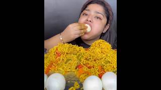 12 PACKET VEGETABLE MAGGI WITH 20 BOILED EGGS AND CHICKEN CHEESE CREPE WRAPS SPICY EXTRA GRAVYASMR [upl. by Esorlatsyrc]