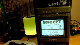 Gaming on CRT  Analogue Pocket  Snoopys Magic Show Gameboy  Sony Mega Watchman CRT BW 480i RF [upl. by Nimajeb]