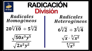 RADICACIÓN 08 División de Radicales Homogéneos y Heterogéneos [upl. by Marga]