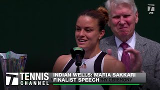 Maria Sakkari Classy amp Humble as Always  Indian Wells Finalist Speech [upl. by Spindell]