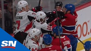 Shea Weber Tries To Scrap Brady Tkachuk After Falling On Cayden Primeau [upl. by Rednijar]