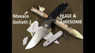 Huge amp awesome folding knife Maxace Goliath 2 K110 steel Titanium G10 double row ball bearing [upl. by Hgielyk464]