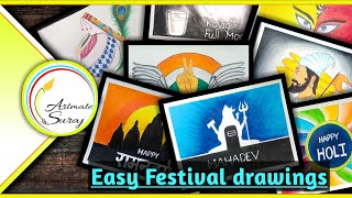 Top 15 Festivals drawingsFestivals drawing for beginnersIndian festivals drawing easy [upl. by Mello]