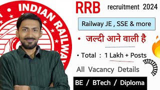 RRB JE SSE 2024  1 lakh  posts 🔥 जल्दी आने वाली है  BE BTechDiplomaITI  All Vacancy Details [upl. by Nat]