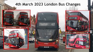 4th March 2023 London Bus Changes  Routes 427 H32 H91 31 64 332 487 663 E5 amp E7 [upl. by Ericha]