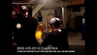 Coach Rick Mittology Training 2009  Learning amp Practicing the Mayweather Mittwork Drill [upl. by Arahd]