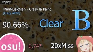 osu MiniMusicMan  Crazy La Paint Crazy AR10 Clear [upl. by Nalim359]