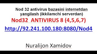 Nod 32 antivirus bazasini internetdan yangilash ikkilamchi serverdan [upl. by Adehsar]