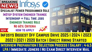 Infosys Biggest OFF Campus Drive 2025  2024  2023  2022  2021  2020 Batch Direct Hiring Started [upl. by Marten]