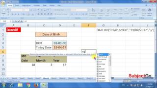 Datedif फार्मूला के द्वारा Date of Birth निकालना सीखें हिंदी में Excel Formula [upl. by Ellennaj629]