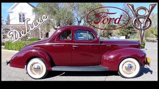 1940 Ford Deluxe Coupe in Monsoon Maroon Test Drive [upl. by Ettenoj]