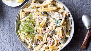 Salmon Dill Pasta Salad Recipe [upl. by Ellerad937]