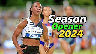 ShellyAnn FraserPryce 100m Season Opener 2024 [upl. by Llennahc]