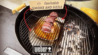 Weber Kettle Transformed Into An Offset BBQ Smoker  Smoke amp Sizzle Flame Tech Grills Short Ribs [upl. by Aetnuahs191]