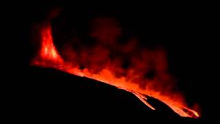 The 1213 January 2011 lava fountain of Etna part 3 view from home [upl. by Enyaht]