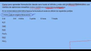 Formulación inorgánica 12 Oxidos metálicos nomenclatura sistemática [upl. by Nosam]