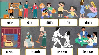 Die Personalpronomen im Dativ Deutsch lernenA1A2German Personal Pronouns in Dative with examples [upl. by Aiciruam]