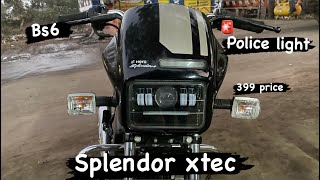 Splendor xtec LED projector headlight police light installation  splendor plus xtec modified [upl. by Firman]