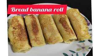 how to make bread banana roll banana bread roll easy snack recipe malayalam food court [upl. by Boehike]