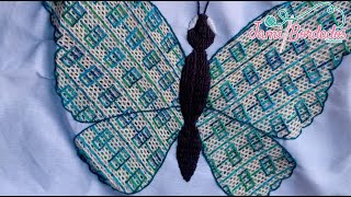 Bordado Fantasía Mariposa 5  Hand Embroidery Butterfly  Fantasy Stitch [upl. by Fleischer]