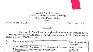 HPU COUNSELING SCHEDULE 2024 ADMISSION  LATEST UPDATE from hpu hpu AdministrativeGyan [upl. by Ruel884]