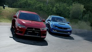 【AssolutoRacing】IMPREZA WRX STIGRB vs LANCER EVOLUTION XCZ4A [upl. by Palmira]