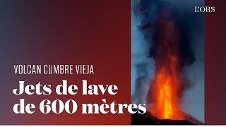 A la Palma le volcan Cumbre Vieja projette de la lave à 600 m de hauteur [upl. by Virgel883]