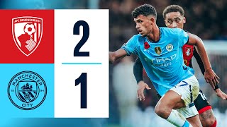 HIGHLIGHTS  Bournemouth 21 Man City  Club record unbeaten run ends in defeat at Bournemouth [upl. by Suoirtemed]