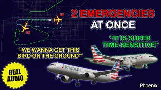 2 American Airlines airplanes have emergencies SIMULTANEOUSLY over Phoenix Airport Real ATC [upl. by Keeton]