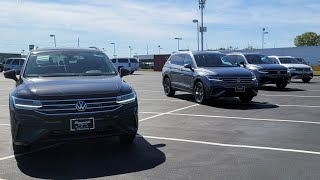 Trim comparison of 2022 VW Tiguans Tiguan S SE SE RLine SEL RLine [upl. by Hteik]