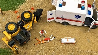 Amazing RC Tractor JCB Backhoe Crash Recovery Bruder RC ambulance and JCB [upl. by Badger]