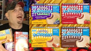 Smuckers Uncrustables Review Chocolate Hazelnut Honey Reduced Sugar Grape amp Strawberry [upl. by Kirkwood]